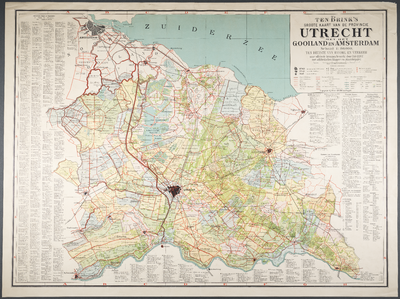 217745 Kaart van de provincie Utrecht; met weergave van de infrastructuur en waterschappen.Met uitgebreide legenda, ...